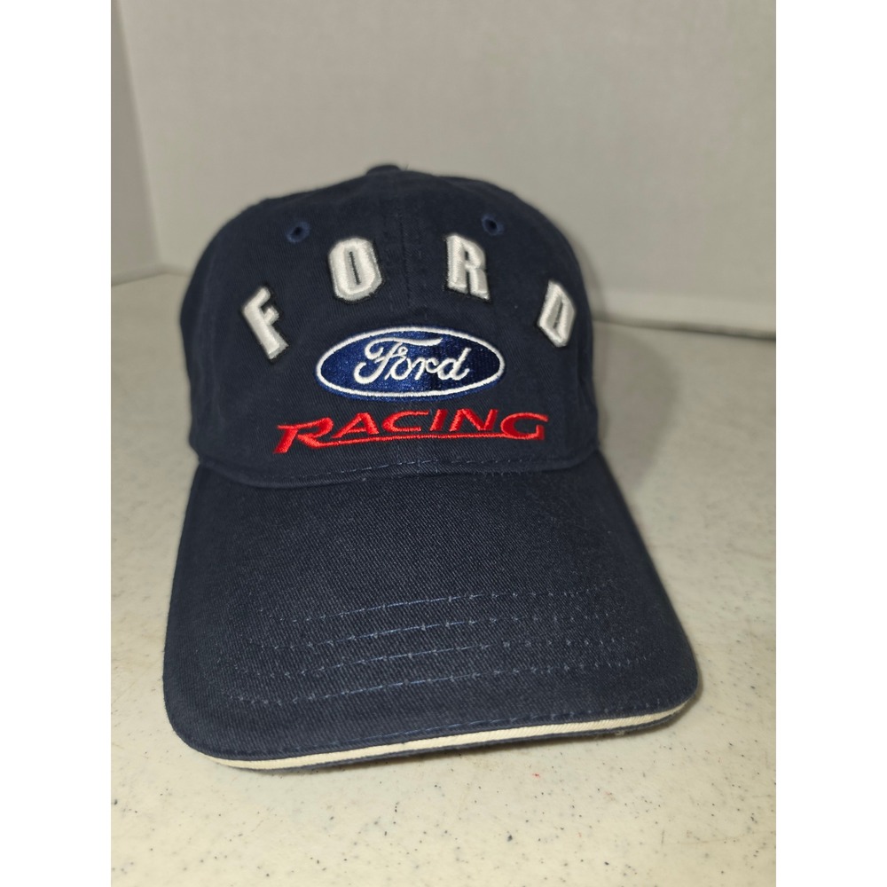 Ford Racing Hat Mens OSFA Navy Blue Excellent Embroidered Baseball Cap H3